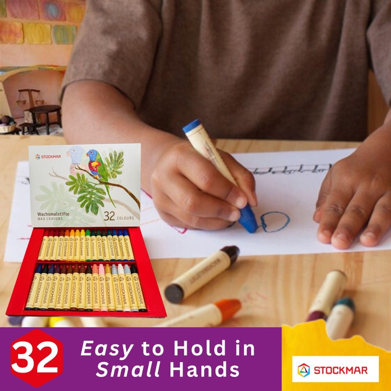 STOCKMAR Natural Beeswax Crayons â€“ Set of 32 Artist-Grade Stick Crayons with Scraper, Non-Toxic Drawing Media for Art Projects, Crafting, Creative Illustration, In a Sliding Box - Image 3